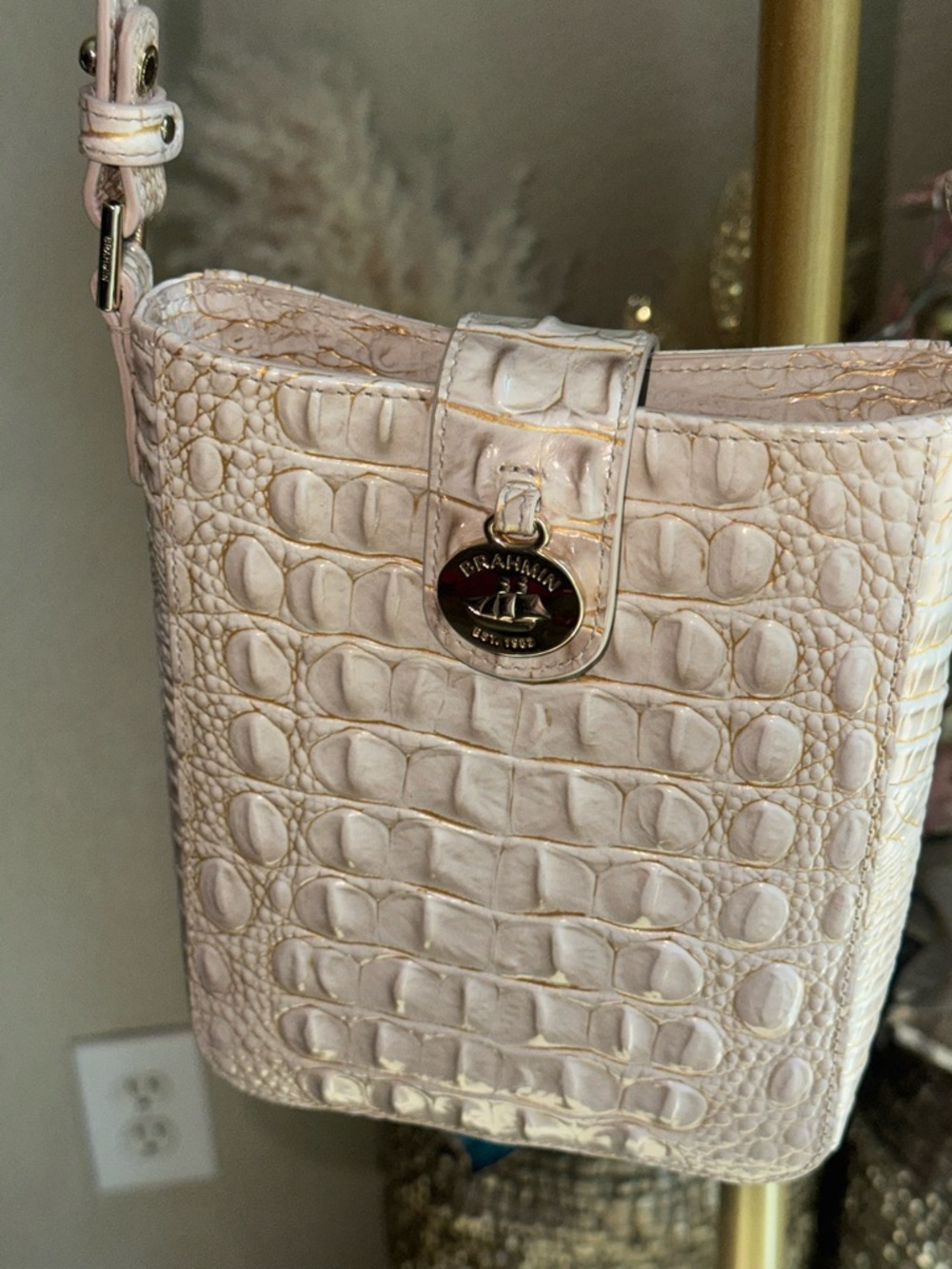 Brahmin Croc-Embossed Crossbody Bag